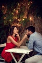 Romantic couple in restaurant.Man and woman on a romantic date