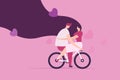 Romantic couple riding a bicycle. A valentine`s day concept