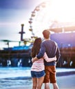 Romantic couple at santa monica pier Royalty Free Stock Photo