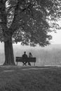 Romantic Couple seating on the bench