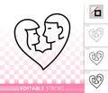 Romantic couple simple black line love vector icon Royalty Free Stock Photo