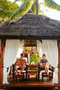 Romantic Couple At Spa Resort Relaxing On Vacation. Relationship Royalty Free Stock Photo