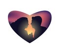 Romantic couple sunset isolated heart. Royalty Free Stock Photo