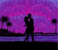 Romantic couple about to kiss on beach at sunset Royalty Free Stock Photo