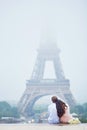 Romantic couple together in Paris Royalty Free Stock Photo