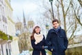 Romantic couple together in Paris Royalty Free Stock Photo