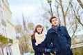 Romantic couple together in Paris Royalty Free Stock Photo