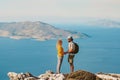 Romantic couple travel hiking together healthy lifestyle active summer vacations
