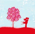 Romantic couple under a love tree Royalty Free Stock Photo