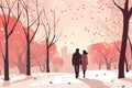 romantic couple walk in park on valentines day AI generated Royalty Free Stock Photo