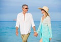 Romantic Couple Walking on the Beach Royalty Free Stock Photo