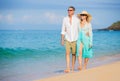 Romantic Couple Walking on the Beach Royalty Free Stock Photo