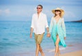 Romantic Couple Walking on the Beach Royalty Free Stock Photo