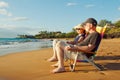 Romantic Couple Watching Sunset Royalty Free Stock Photo