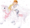Romantic couple on white horse Royalty Free Stock Photo
