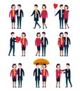 Romantic couples, lover people together. Person character vector set Royalty Free Stock Photo