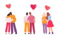 Romantic couples. People in love, diverse relationship. Best friends, LGBT person. Family support vector characters Royalty Free Stock Photo