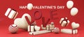 Romantic creative composition. Happy Valentine`s Day. Royalty Free Stock Photo