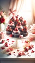 Romantic Cupcake Tower Adorned with Roses and Hearts