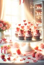 Romantic Cupcake Tower Adorned with Roses and Hearts