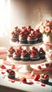 Romantic Cupcake Tower Adorned with Roses and Hearts