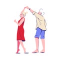 romantic dance of two elderly people