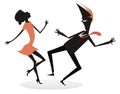 Dancing young couple silhouette illustration isolated Royalty Free Stock Photo