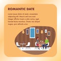 Romantic Date Dining at Restaurant. Square Banner