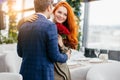 Romantic date of young caucasian couple Royalty Free Stock Photo