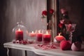 Romantic decor candles room. Generate Ai