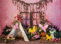 romantic decoration personalized with flower photography in photo studio backdrop