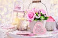 Romantic decoration in shabby chic style for wedding or valentin