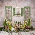 Spring Romantic decorations with greenery and yellow flowers, romantic mood