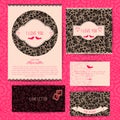 Romantic design set for postcards, invitations, cards, folders, envelopes design Royalty Free Stock Photo