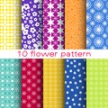 10 Romantic different flower vector seamless patterns.