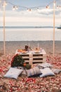 Romantic dinner  at the beach concept Royalty Free Stock Photo