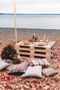 Romantic dinner at the beach concept