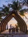 Romantic dinner on the beach with Thai food during sunset on the Island Koh Mak Thailand Royalty Free Stock Photo