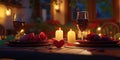 Romantic Dinner Candles Wine Royalty Free Stock Photo