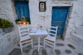 Romantic dinner at Chora square at Folegandros island