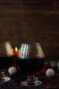 Romantic dinner drink - wine or brendy in glass. Royalty Free Stock Photo