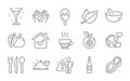 Romantic dinner, Ice cream and Food icons set. Medical food, Apple and Cocktail signs. Vector