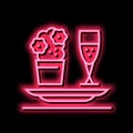 romantic dinner neon glow icon illustration Royalty Free Stock Photo
