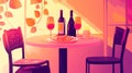 Abstract Romantic Dinner Scene, Wine Glasses on Table, Pastel Colors Royalty Free Stock Photo