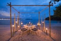 Romantic dinner set up on the beach Royalty Free Stock Photo