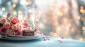 Romantic Dinner Setting with Roses and Chocolate Royalty Free Stock Photo