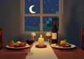 A romantic dinner setup features two Royalty Free Stock Photo