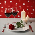 Romantic dinner setup isolated on white background Royalty Free Stock Photo