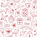 Romantic doodles seamless background Royalty Free Stock Photo