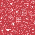 Romantic doodles seamless background Royalty Free Stock Photo